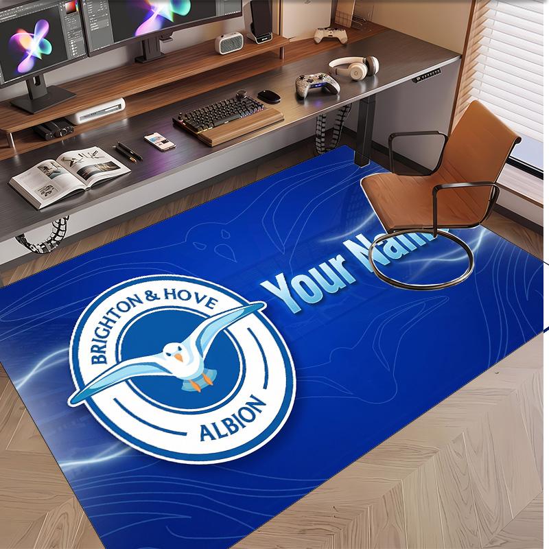 Personalized Crystal Velvet Carpet Brighton & Hove Albion Football Pattern Non Slip Floor Rug