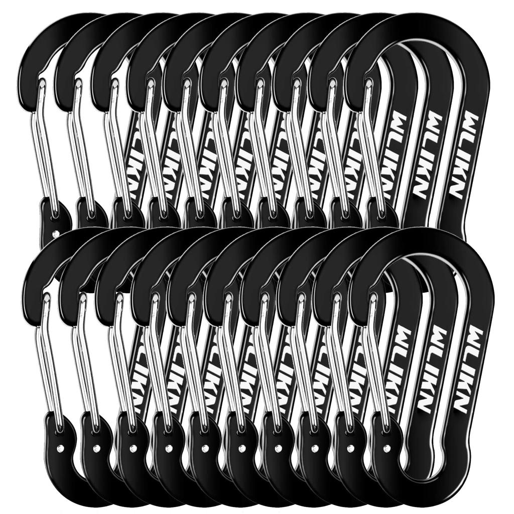 Wlikn Aluminum Alloy Carabiner Set of 20, Breaking Strength 50KG,