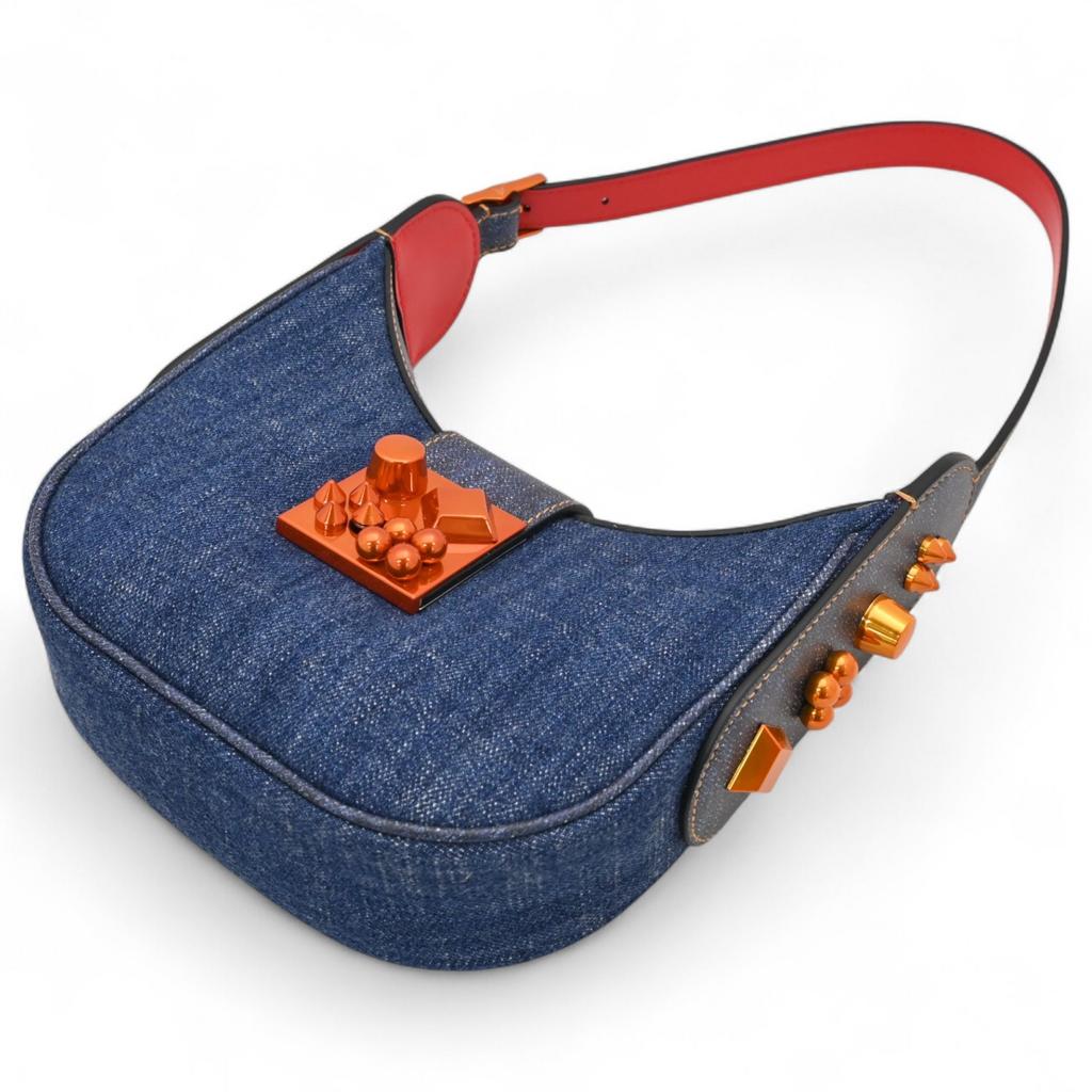 Auth CHRISTIAN LOUBOUTIN CARASKY Denim Shoulder Bag 1225265 cl9962xx