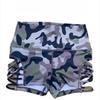 High Waist Camouflage Pole Dance Shorts Side Cross Large Hollow Sexy Fitness Pants