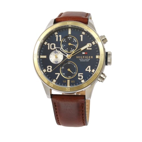 

Tommy Hilfiger Trent Men s Watch, Navy Dial, Brown Leather, Quartz Movement, Water Resistant, 1791137