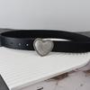 Fashionable Women's Black Pu Leather Belt With Heart Buckle For Everyday Wear
