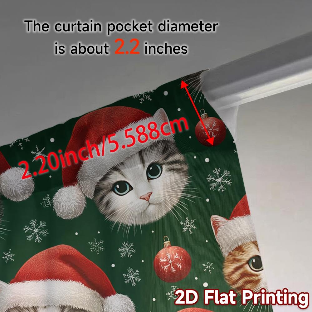 Set Of 2 Flat Printing Jit Curtains Without Rod Festive Feline Quartet Print Popular Durable Polyester Fabric Curtain Made