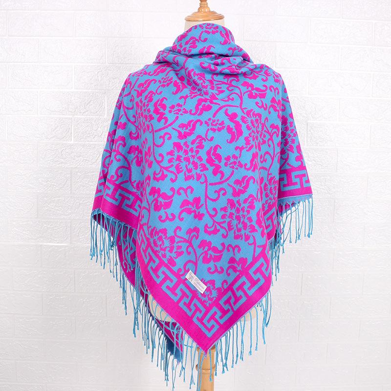 140*140cm Elegant Paisley Floral Pashmina Shawl and Wrap,Boho Rave Scarf for Festival, warm winter scarf traditional ornate fashion accessory
