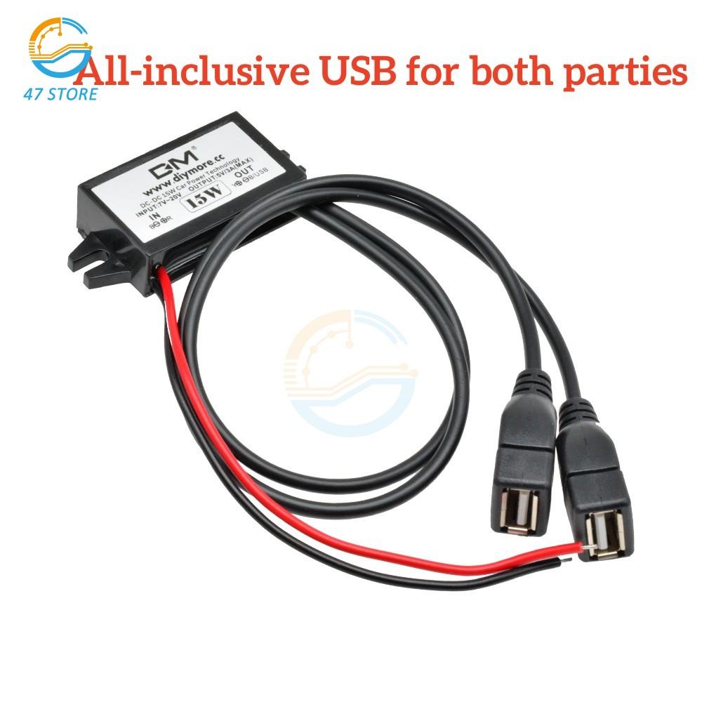DC-DC Step Down Buck Converter Power Supply Module for Car 12V to 5V 3A 15W for Car Male Female USB Mini USB Micro USB Adapter