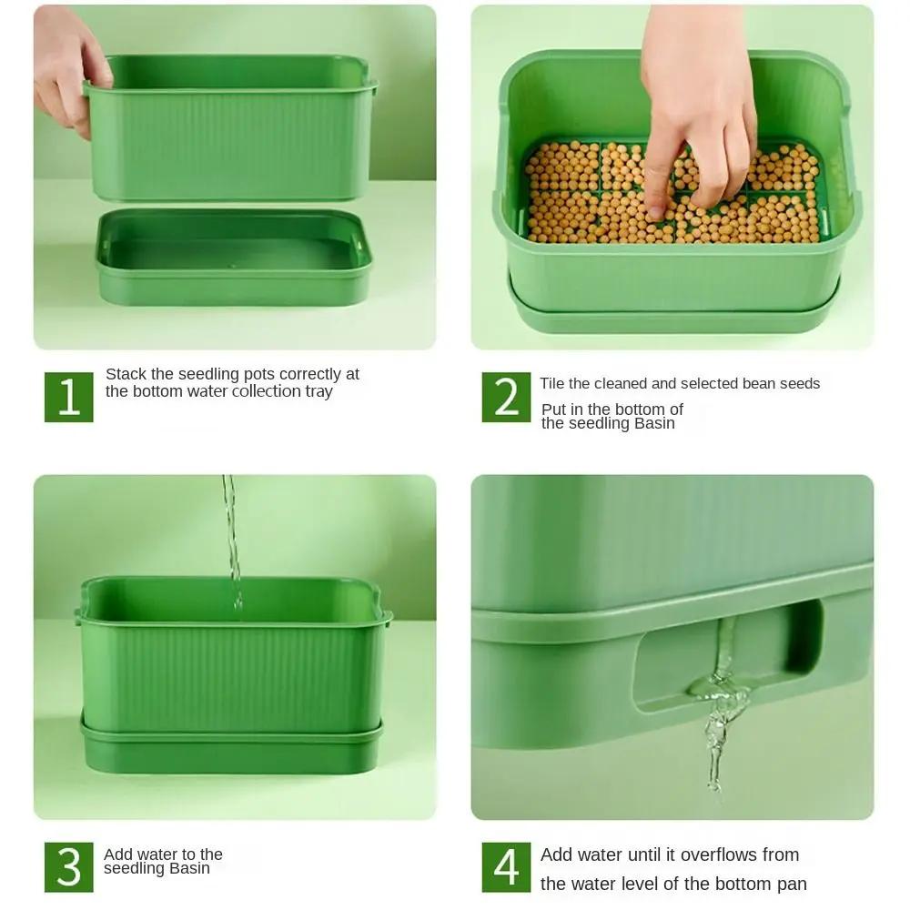 1/2/3x Seed Sprouter Tray with Cover Sprout Dish Growing Pot Seed Germination Tray Soilless Cultivation Germination Nursery Tray