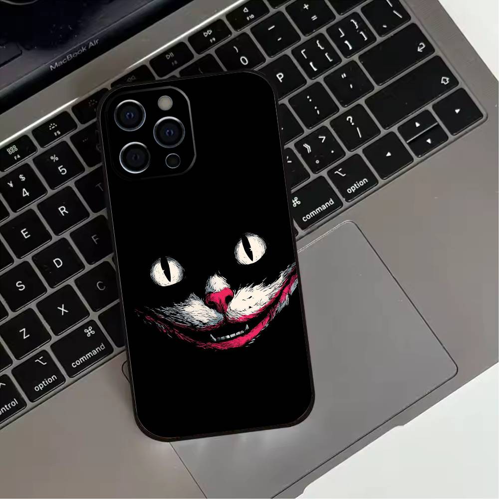 Cool C-Cheshire C-Cat    Phone Case For iPhone 17,16,15,14,13,12,11 Plus,Pro Max,Soft Silicone Black Cover