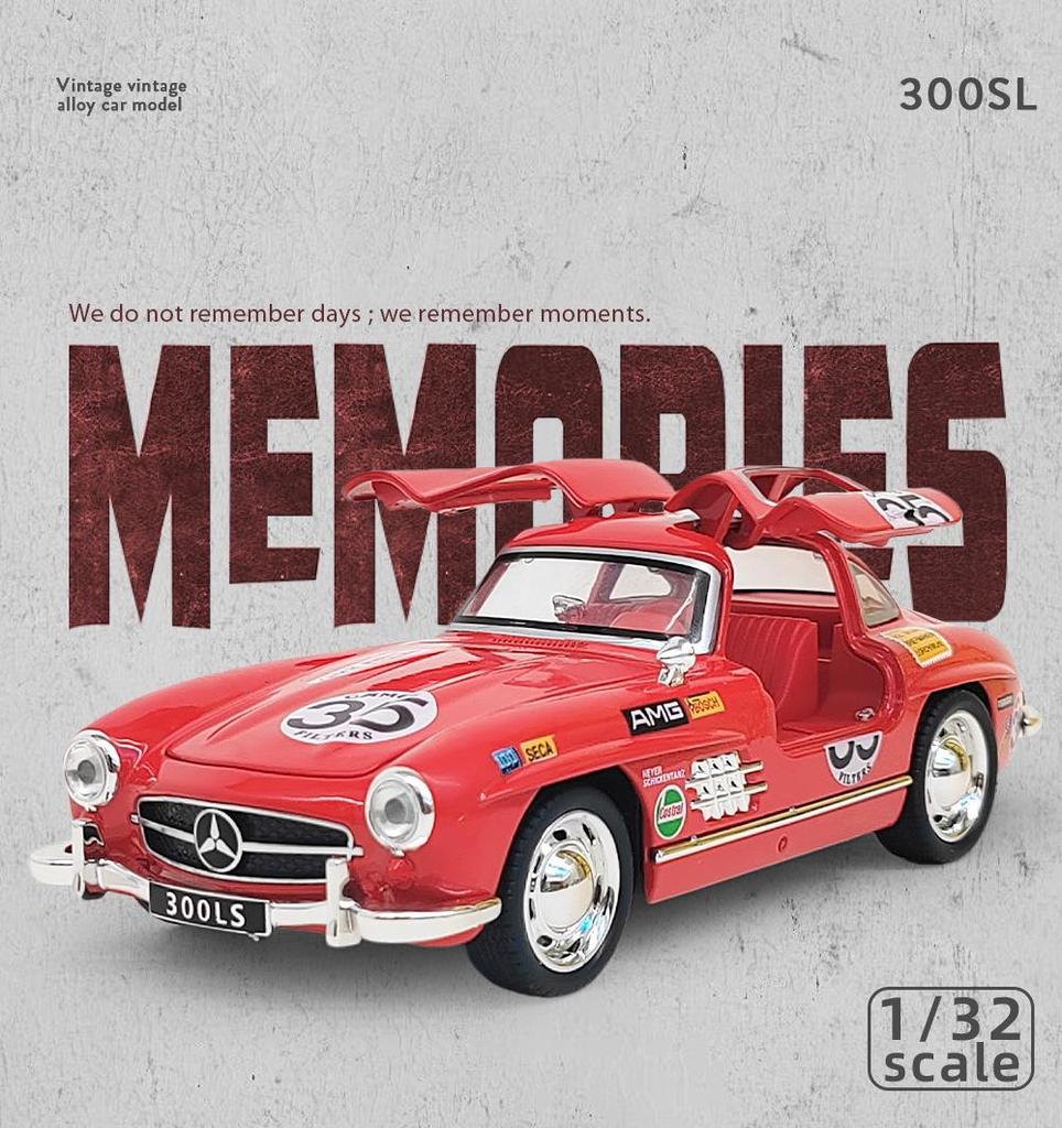 1:32 Classic 300SL Alloy Car Model with Lights & Sound Effects - Cyberpunk Arcade Display