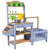Mud Kitchen, Outdoor Mud Kitchen for Kids, Wood Outdoor Play Kitchens with Planting Box, Critter Catcher Container, Tank, Sink, Cookware Pots and