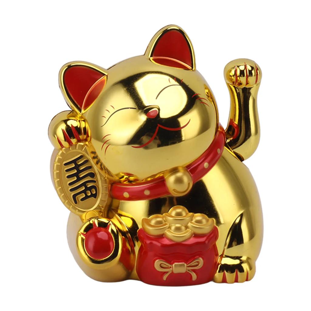 5.5in Electric Waving Arm Fortune Cat Decorative Cute Plastic Cat Ornaments for Cashier Desk Fortune Cat Decoration Fortune Cat