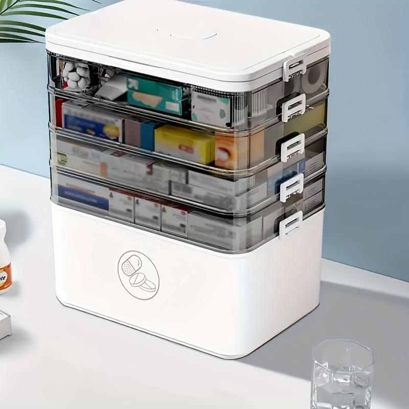 Large Capacity Multi-Layer Durable Plastic Storage Box - Portable, Easy-Clean Organizer for Pills, Office , Bathroom Essentials - Transparent Design