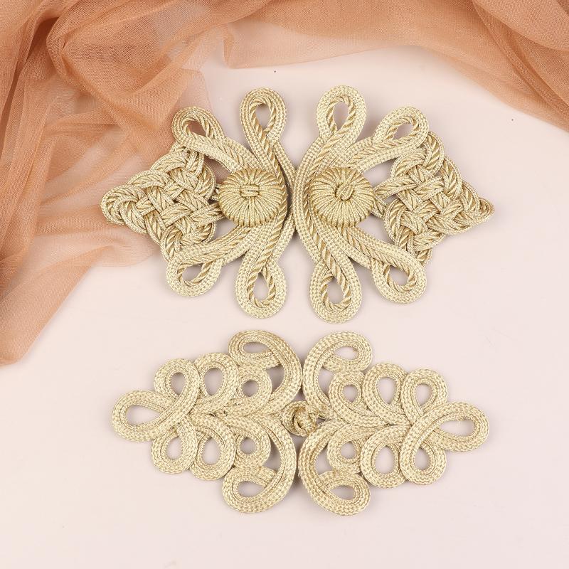 Vintage Chinesische Knotenknöpfe Goldene Spitzenborten Verschlüsse Für Cheongsam Dekoration Tanzkleid DIY Nähzubehör