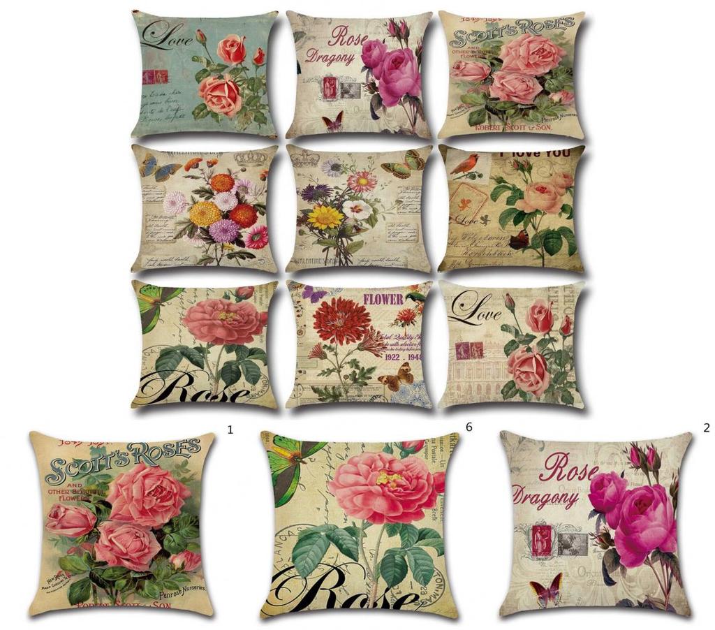 Premium Quality Tropical Feuilles Cushion Cover With Vintage Floral Design For Sofa