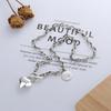 S925 Sterling Silver Niche Design Round Brand English Pendant Splicing Three-dimensional Love Ot Buckle Collarbone Chain Necklace