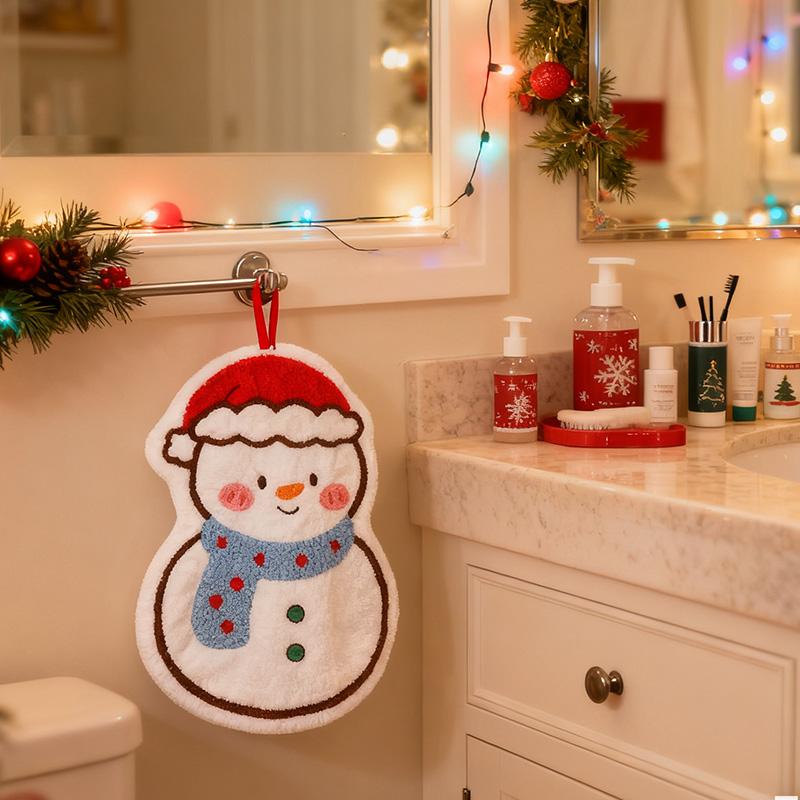 1/3Pcs Christmas Coral Fleece Hand Towels for Kitchen Bathroom Cartoon Gingerbread Man Snowman Tree Design Towel New Year Gifts