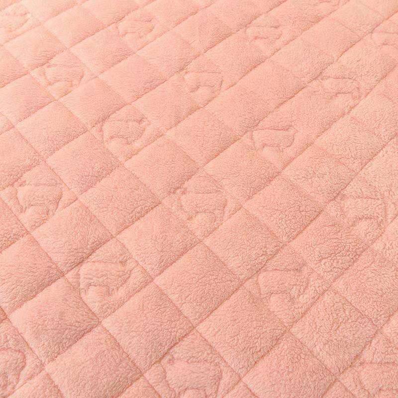 Super Soft Plush Quilted Mattress Cover Thicken Lambswool Quick Warm Mattress Protector Cover Solid Color Anti-Mite Bed Cover