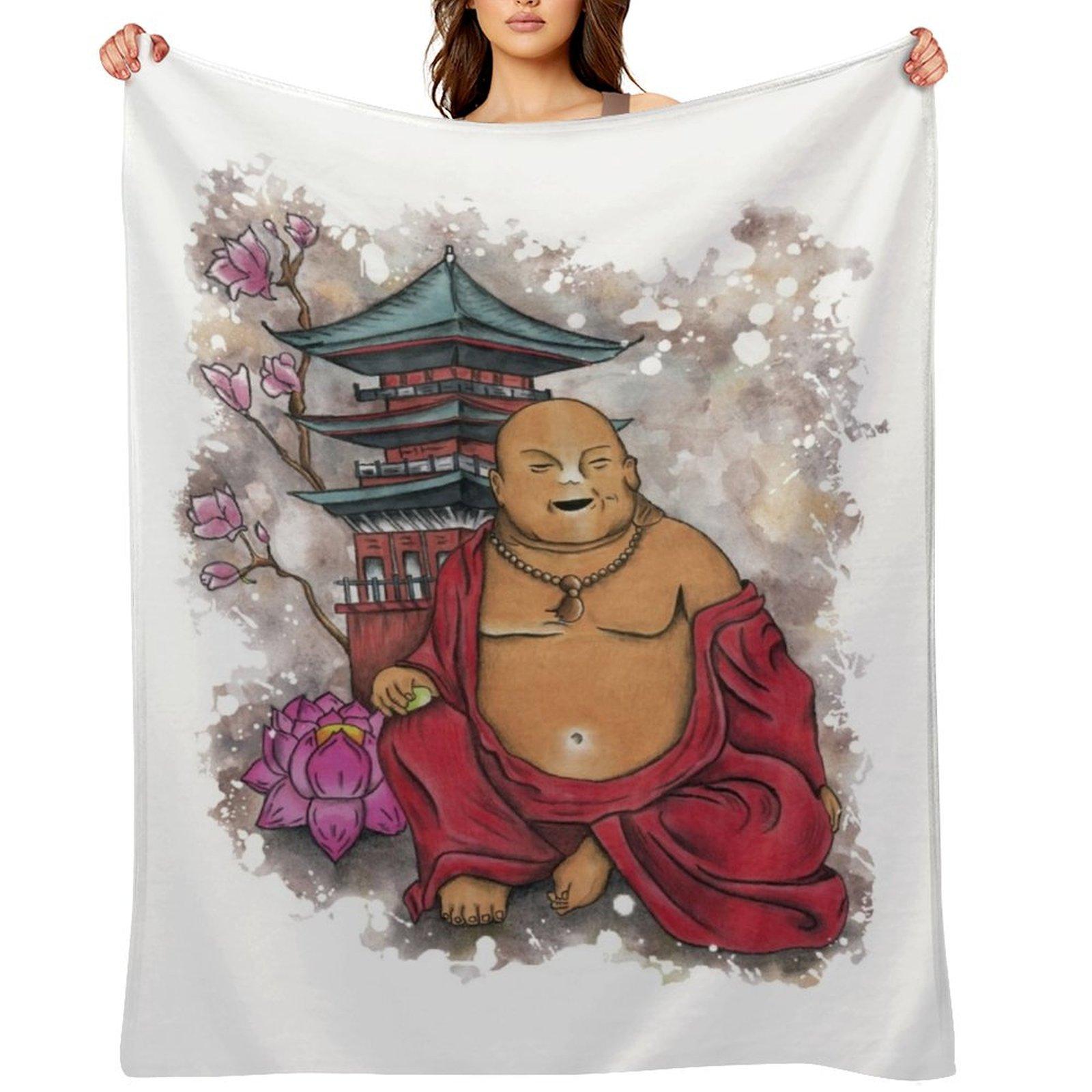 Laughing Buddha Throw Blanket Hairy Moving Thin Soft Blankets 30x40in