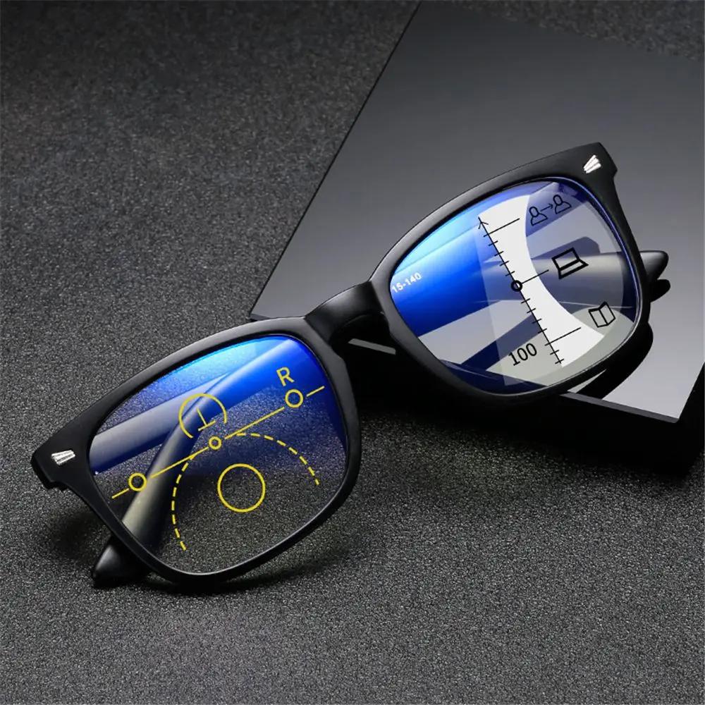 Multifocal Reading Glasses Readers Computer Anti Blue Light Ryrglasses Progressive Multifocus Eyewear for Women Men Square