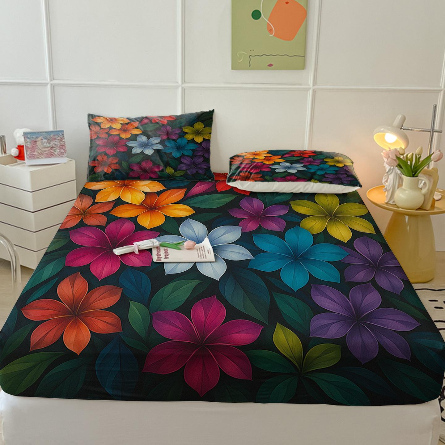 

Flower Two-Bed Hat Protective Cover Protective Cover Three-Piece Set, Digital Printing 85cm*185cm