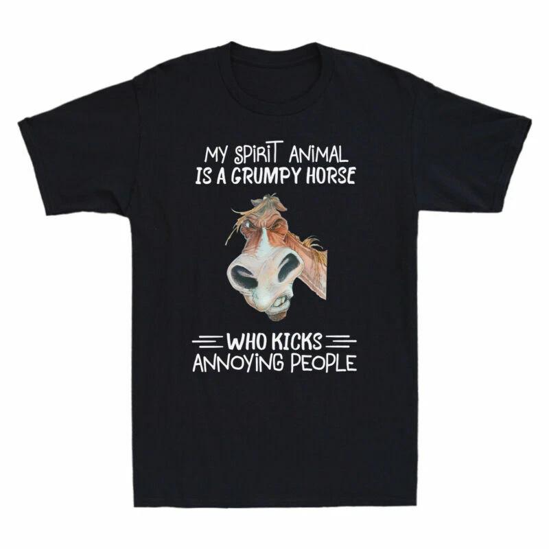 My Spirit Animal Is A Grumpy Horse Who Kicks Annoying People Funny Men s T-Shirt XS