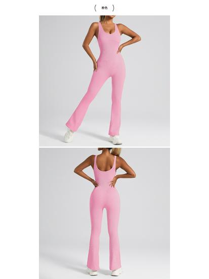 Women's High-Elastic Seamless Flare Jumpsuit - Quick-Drying Fitness Bodysuit