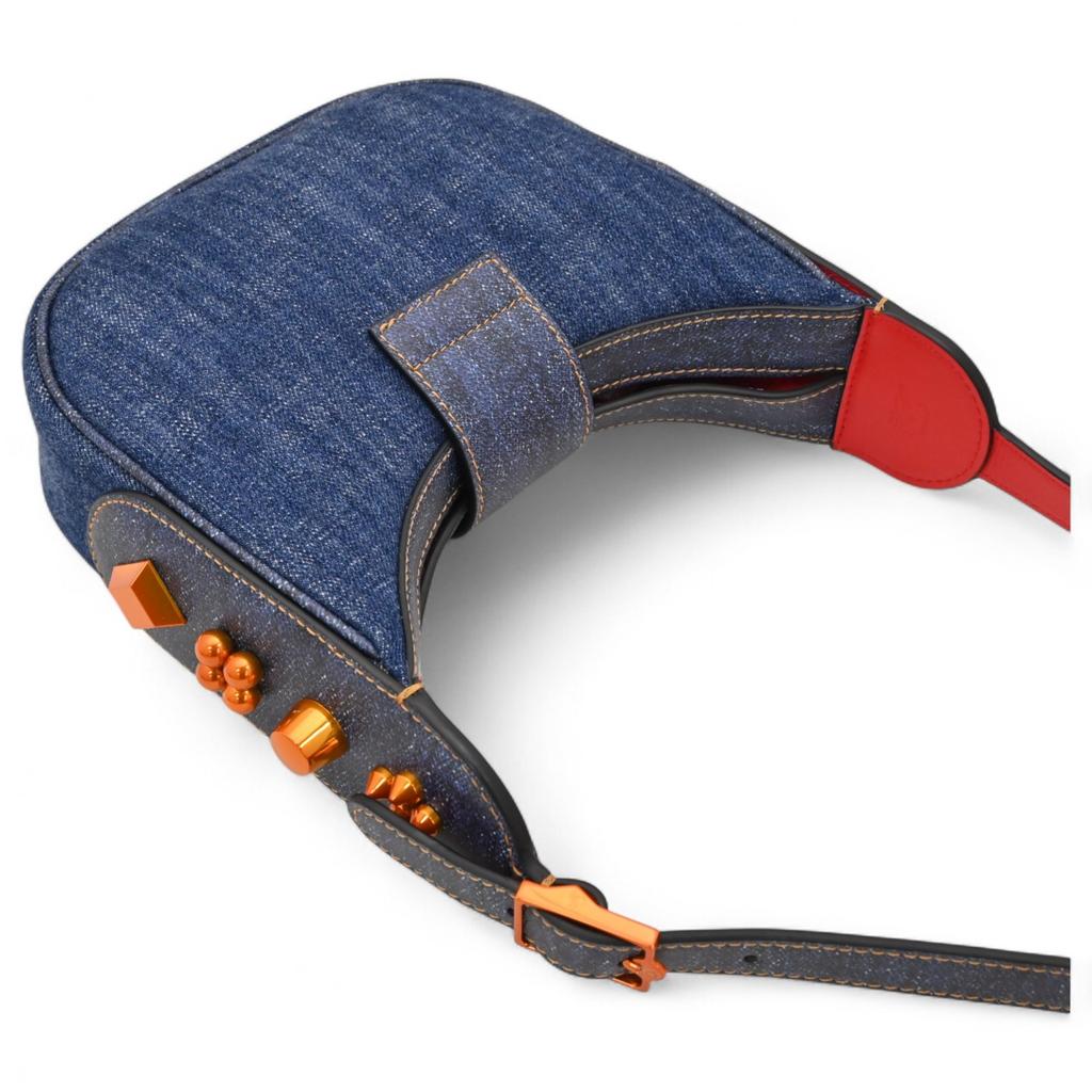 Auth CHRISTIAN LOUBOUTIN CARASKY Denim Shoulder Bag 1225265 cl9962xx