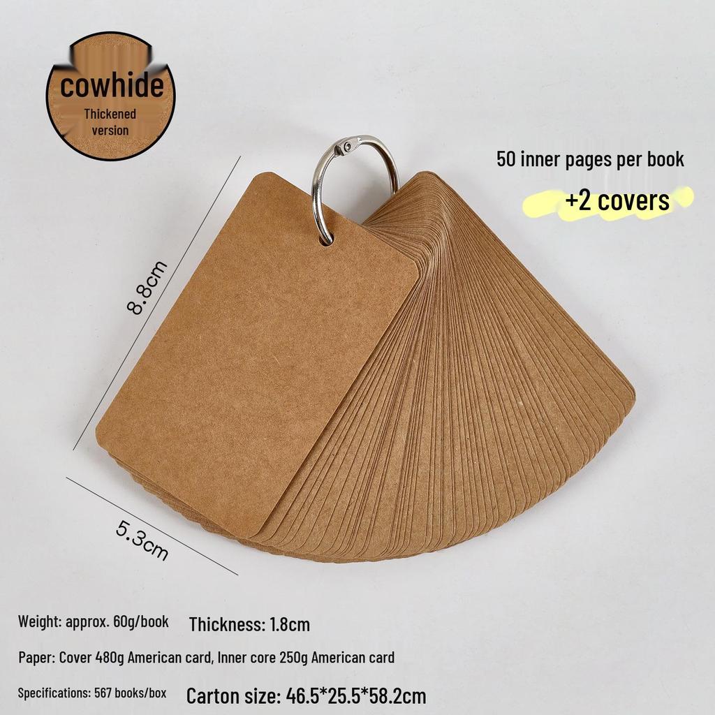 Portable English Word Cards: Hard Cardstock Pocket Ring-Bound Notebook.