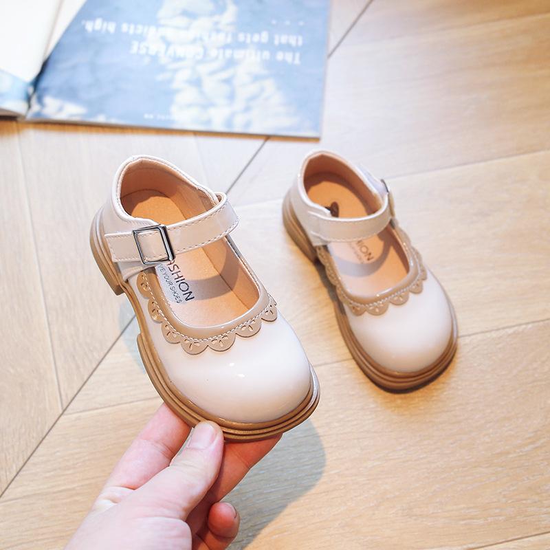 

Girls Shoes2026Spring and Autumn New Children s Princess Leather Shoes British Style Little Girls Soft Sole Single Shoes Fashionable Casual Shoes 23--28One size fits six бежевий