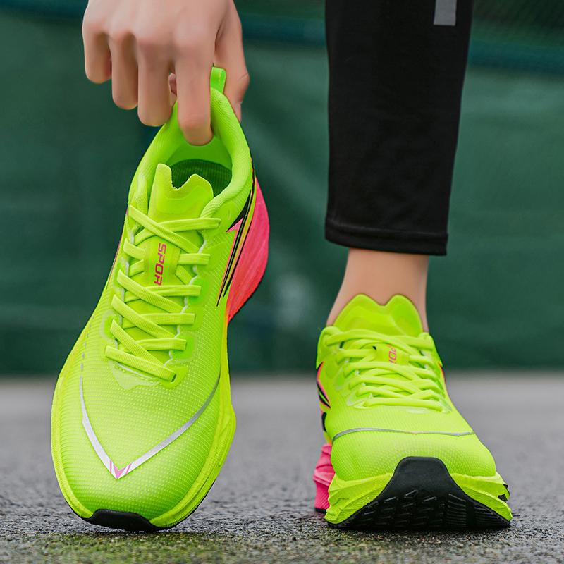 Męskie Specjalistyczne Buty do Biegania Maratońskiego z Płytką Węglową Oddychające Lekkie Damskie Wygodne Sportowe Antypoślizgowe Trampki