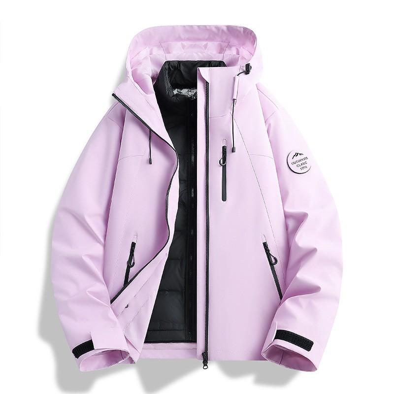 Mens Womens 3-in-1 Waterproof Windproof Hiking Jacket With Removable Down Liner Outdoor Trekking Camping Cycling