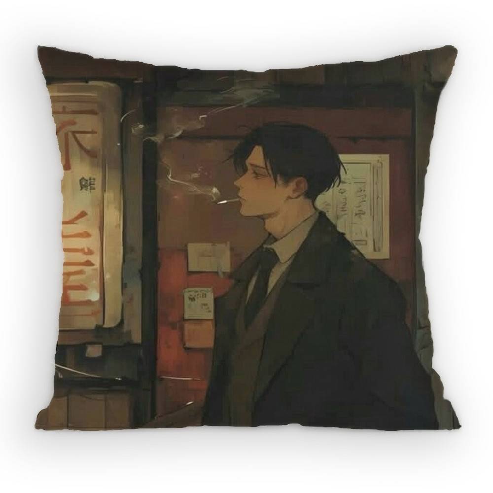 Attack On Titan Levi Ackerman Pillow Case Antidustmite Pillowcase Invisible Zipper Silky Short Plush Sofa Cushion Cover