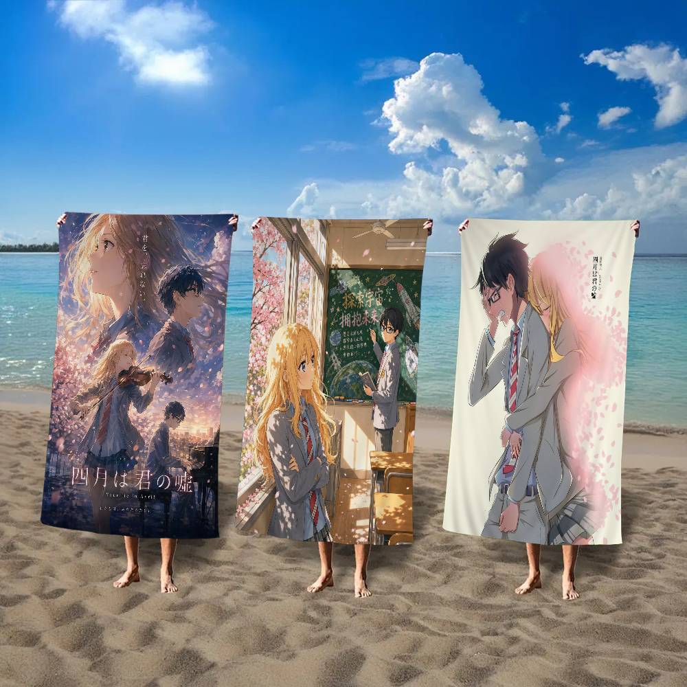 Anime Your Lie in April Microfiber Printed Beach Towel Mountain Climbing Yoga Beach Swimming Running Absorbent Soft Towel