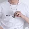 Retro Enamel Tai Chi Bagua Pendant Necklace, Titanium Steel Compass Round Plate for Men & Women