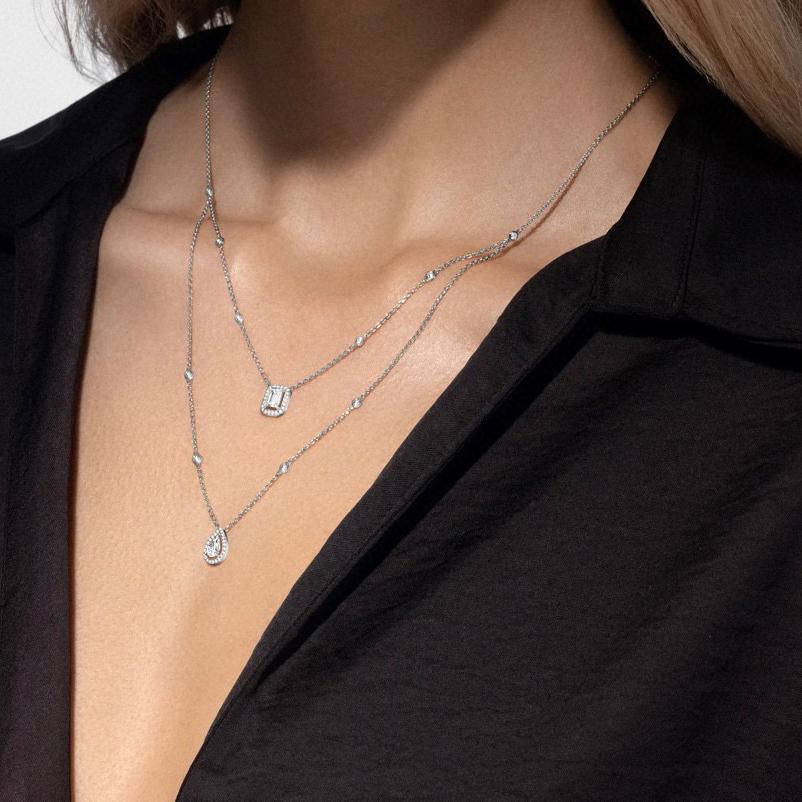 New Hot Brand Vintage Water Drop Necklace Luxury Jewelry For Women Designer Pendant Pure 925 Sliver Lady Party Chain Necklaces