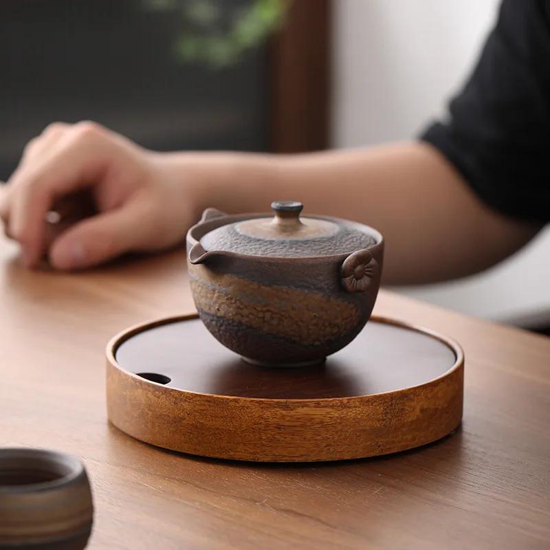 Chinese-Style Heavy Bamboo Pot Tray Water Storage Tea Table Bamboo Solid Wood Pot Mat Small Number Tea Tray Storage Kettle Tray