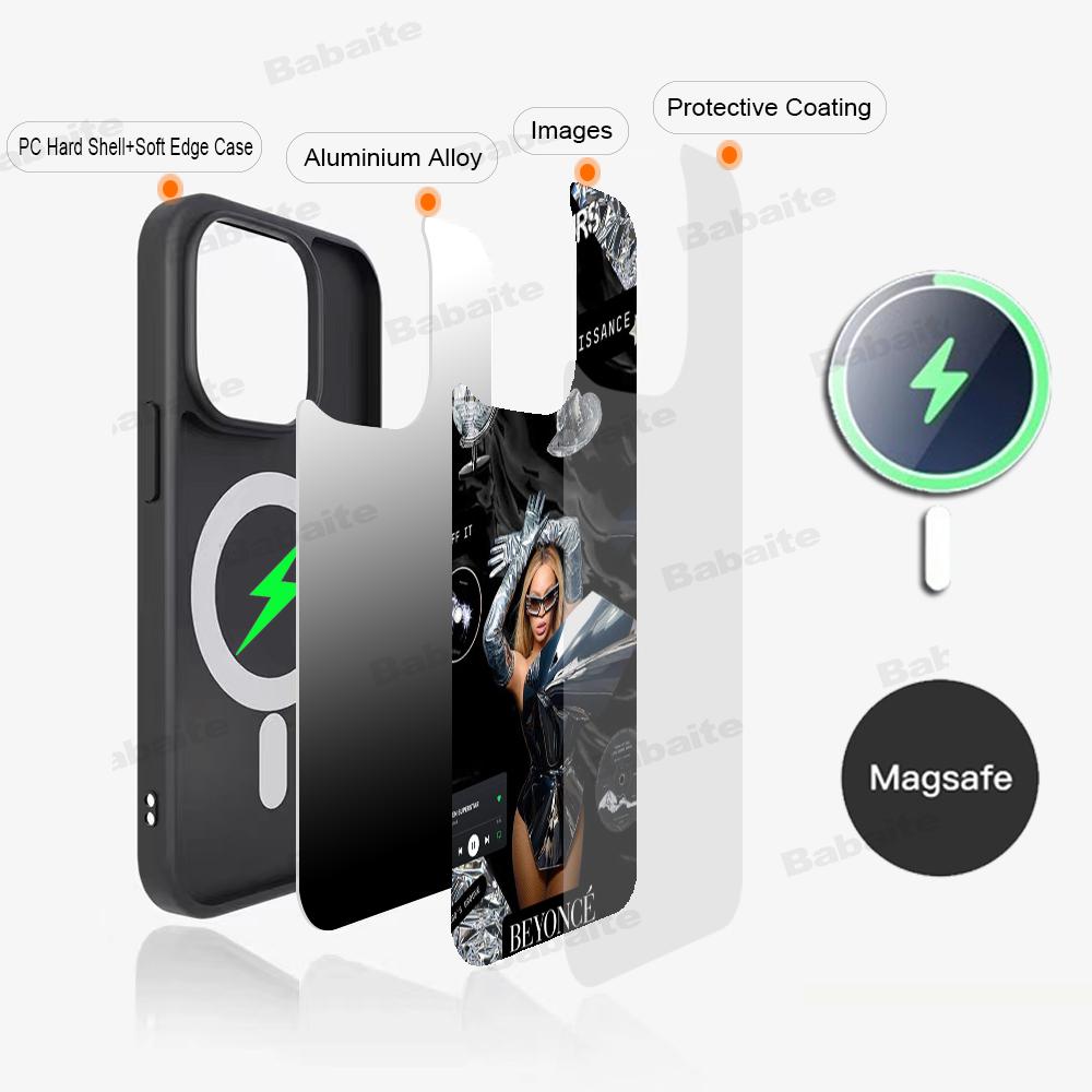 

B-Beyonce Hot Singer Phone Case Magnetic Case For IPhone 16 14 13 12 11 15 Pro Max Plus For Magsafe Wireless Charge Cover iPhone 15 Plus