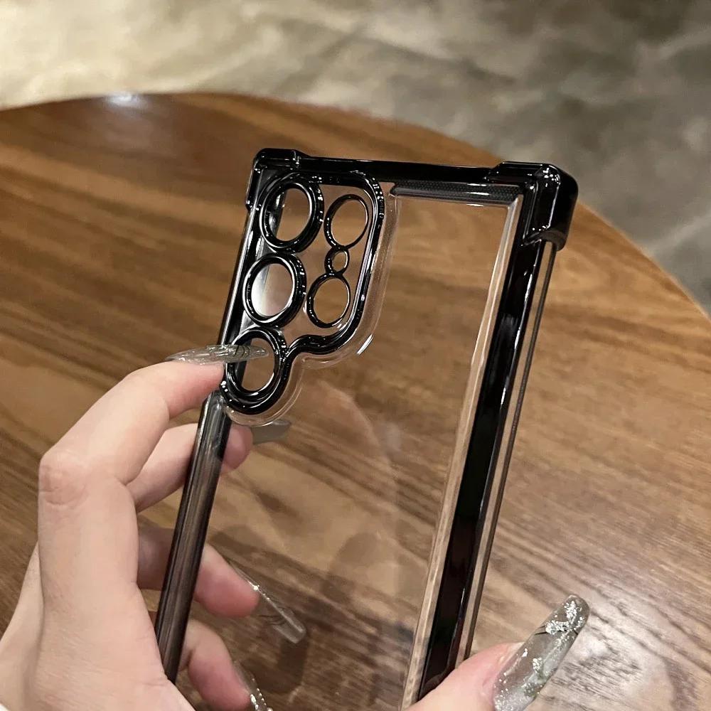 Clear Plating Shockproof Case for Samsung Galaxy S24 S23 FE S22 Plus S25 Ultra A34 A54 A15 A35 A55 A53 Hard Armor Cover