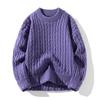 Winter Spring Round Neck Solid Cable Sweater Male Casual Fashion Knitting Top Men Knitwear