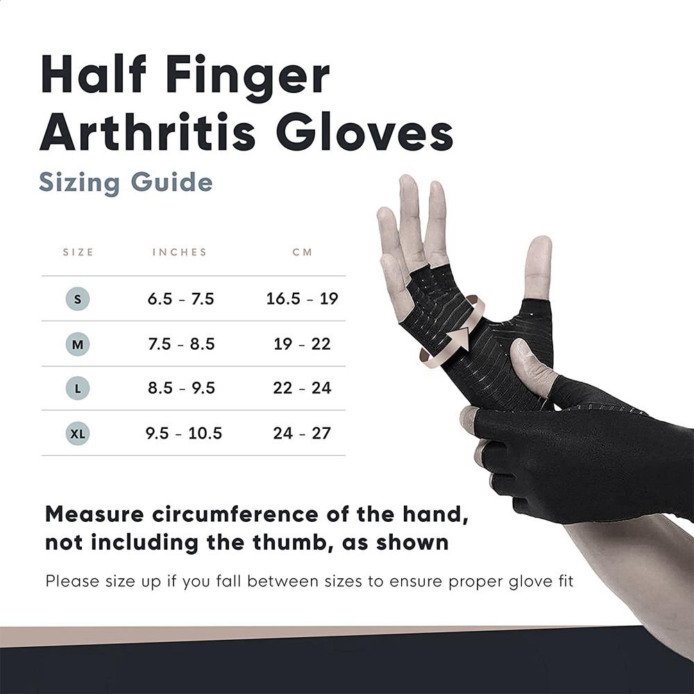 Copper Arthritis Gloves for Women Men Fingerless Compression Relief Hand Pain Swelling Carpal Tunnel Support Typing