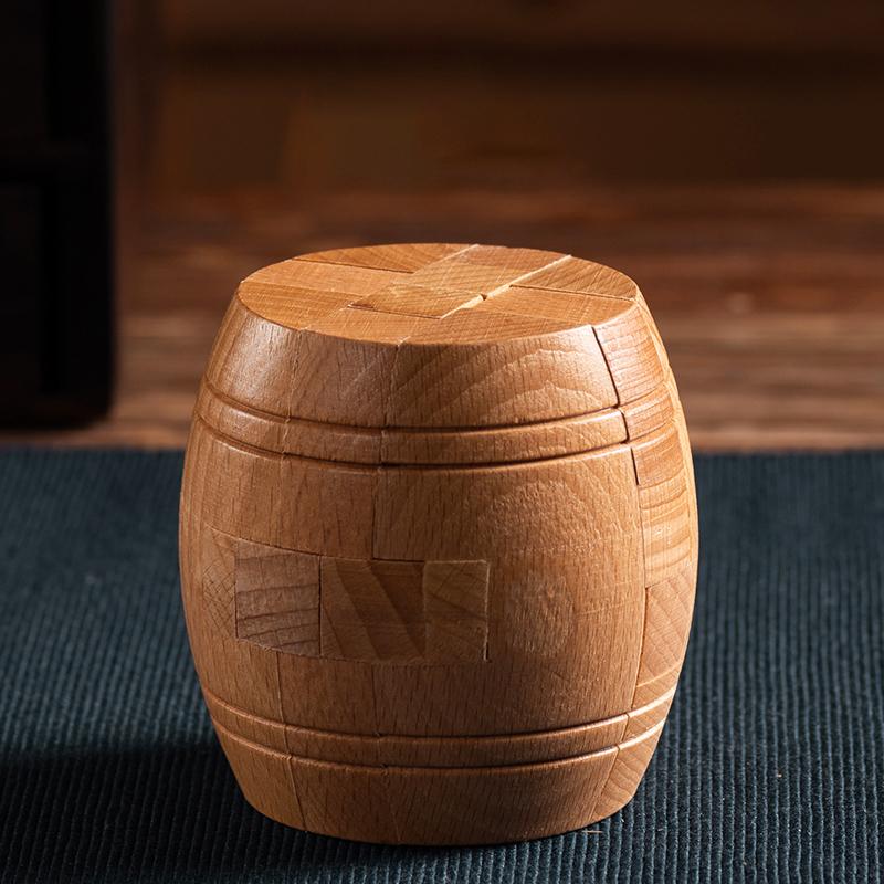 Wooden Kongming Lock,3D Bucket Shaped Puzzles,Brain Teasers Toy for Adults And Children, Office Decompression Toy