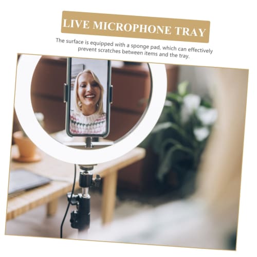 Toyvian Microphone Stand Tray, Sound Card Tray, Music Stand, Accessory Holder, Height Adjustable, for Video and Selfie Shooting