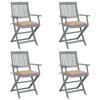 Day and Night - Day and Night Folding Garden Chairs 4 Pcs Cushions Solid Acacia Wood