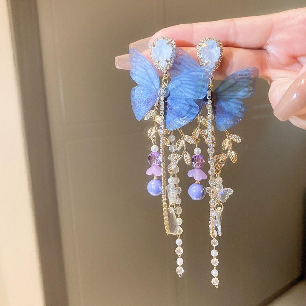 Korean Style Butterfly Drop Earrings Elegant Jewelry Accessories  Women