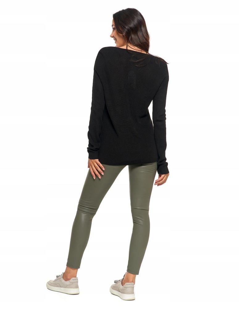 Thin Women's Classic Knitted Sweater with Long Sleeves MORAJ XL black