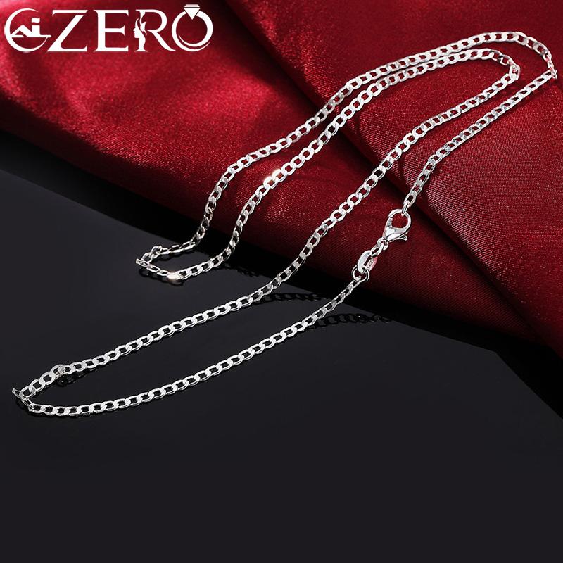 

Серебряное ожерелье 925 пробы 16/18/20/22/24/26/28/30 дюймов Классическая плоская боковая цепочка 2 мм для женщин, мужчин, ювелирный подарок, вечеринка 40cm 16inches