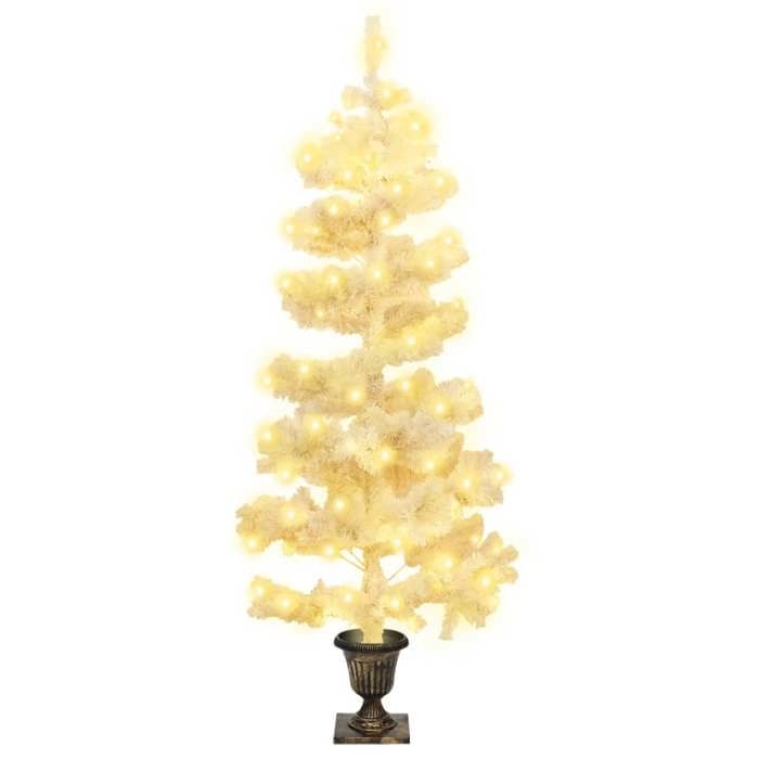 VidaXL Arbre de Noël Hélicoïdal Pré-éclairé avec Pot, Sapin de Noël avec LED, Décoration de Vacances, Ornement de Fête 344652