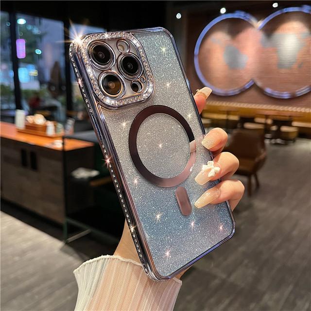 Shining Glitter Wireless Charging Phone Case For Iphone 14 13 12 11 Pro Max 14pro 14plus 11 Shockproof Soft Plating Bumper Cover