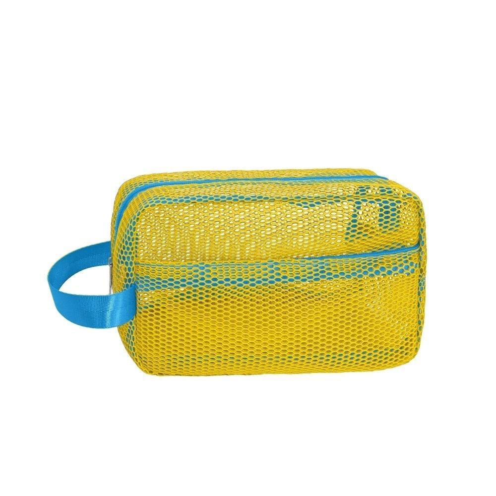 

Candy Color Mesh Cosmetic Bag Transparent Internal Pocket Storage Pouch with Zipper Large Capacity жовтий