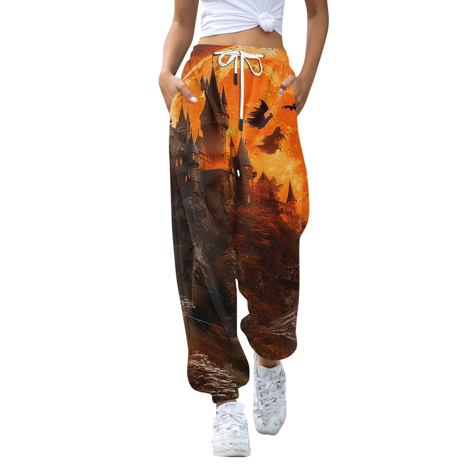 

Женские модные спортивные повседневные спортивные штаны с карманами и шнурком с принтом M имбирный