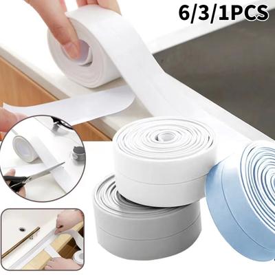 6/3/1PCS PVC Adhesive Tape Strong Self-adhesive Beauty Sealing Tape, Kitchen Oil Proof Toilet Gap Waterproof And Dustproof Sealing Strip